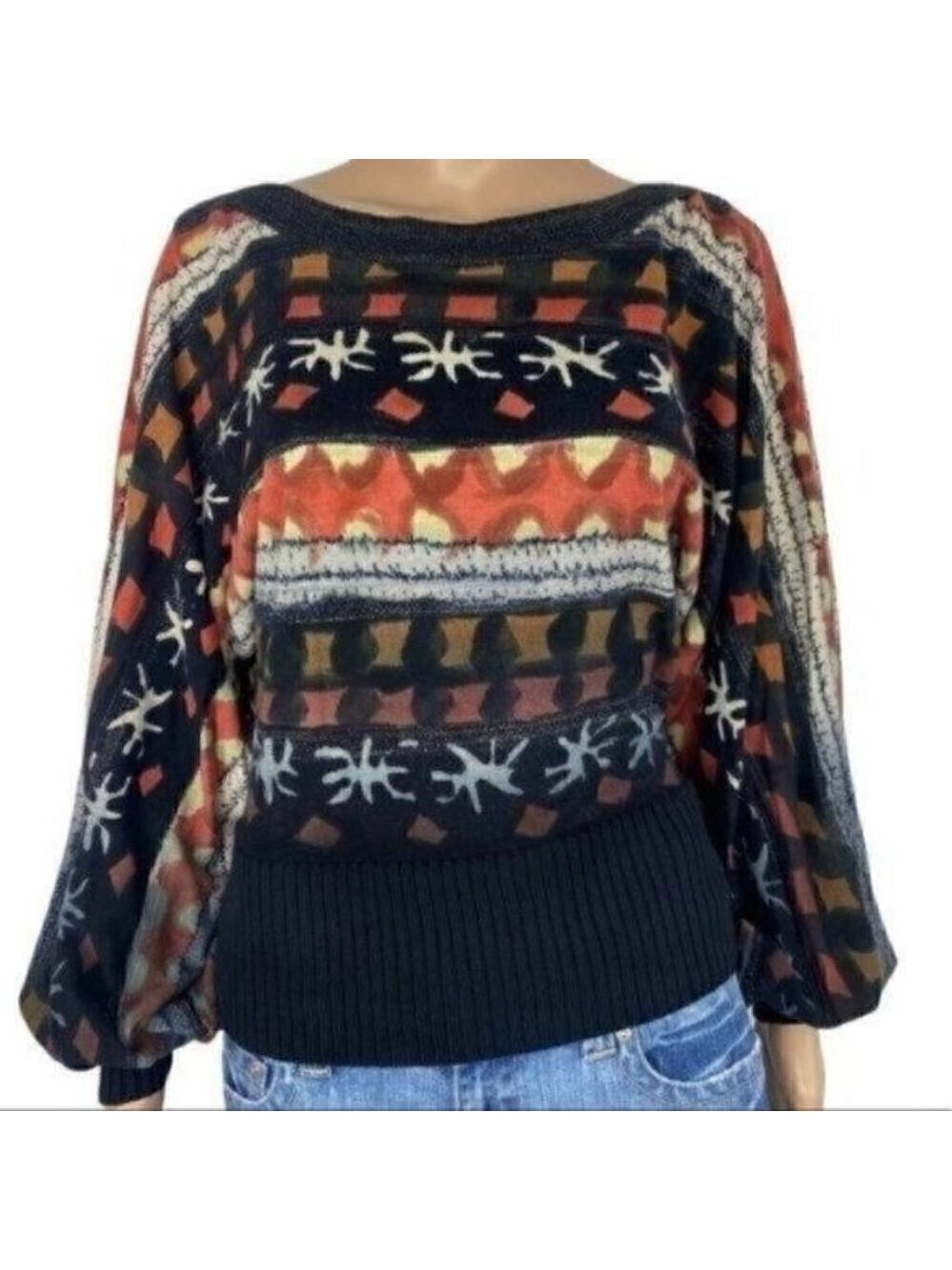Vintage Gaby L Eden Boho sweater long sleeve pullover size Small